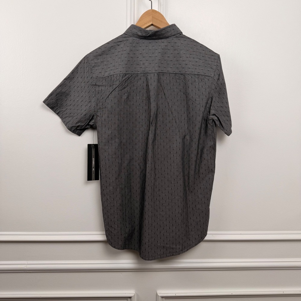 O'Neill Mens Boarderline Short Sleeve Button Up Shirt Gray Tailored Fit - Picture 2 of 8